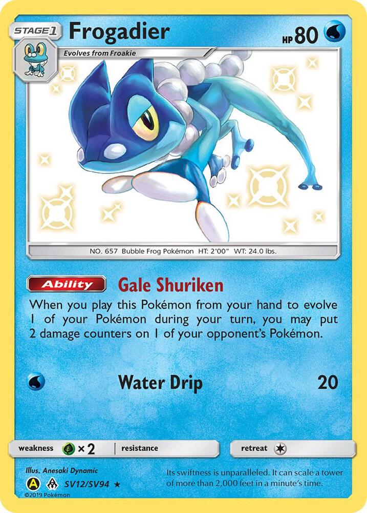 Pokemon Hidden Fates Frogadier SV12/SV94 Shiny Holo Rare Holo Card - stylecreep.com