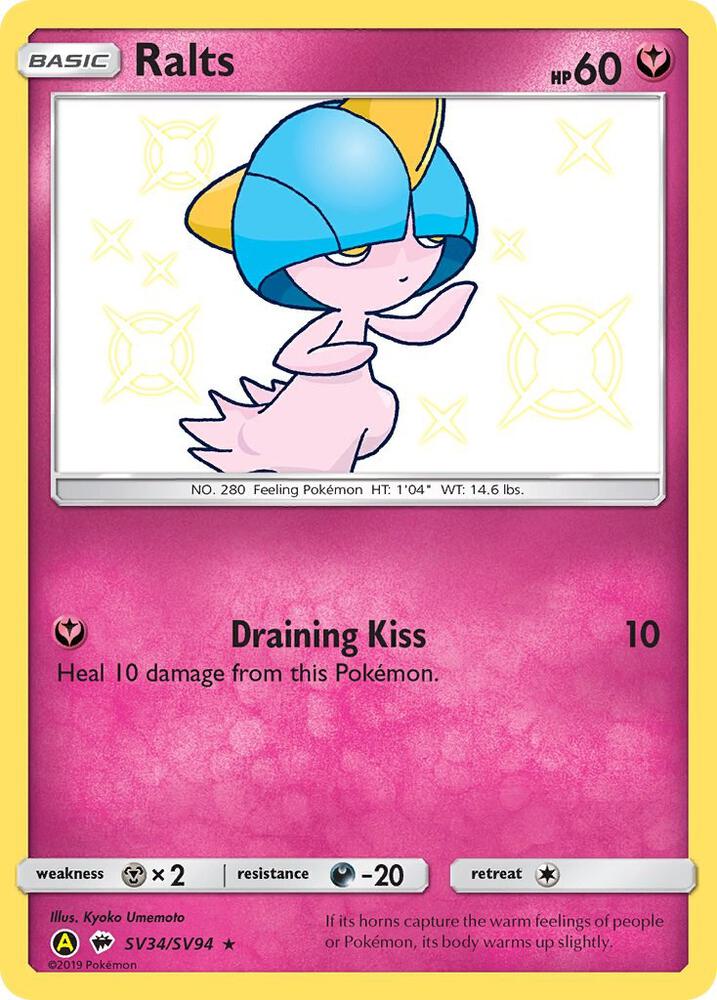 Pokemon Hidden Fates Ralts SV34/SV94 Shiny Holo Rare Holo Card - stylecreep.com