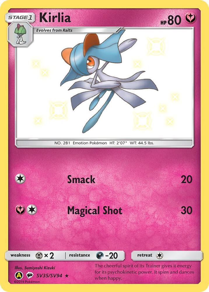 Pokemon Hidden Fates Kirlia SV35/SV94 Shiny Holo Rare Holo Card - stylecreep.com