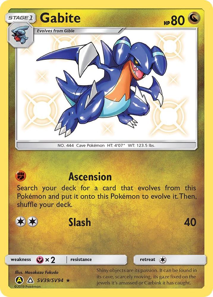Pokemon Hidden Fates Gabite SV39/SV94 Shiny Holo Rare Holo Card - stylecreep.com