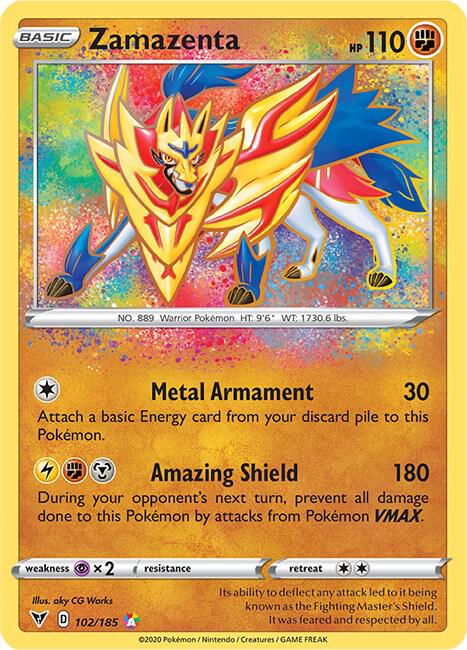 Pokemon Vivid Voltage Zamazenta 102/185 Amazing Rare Holo Card - stylecreep.com