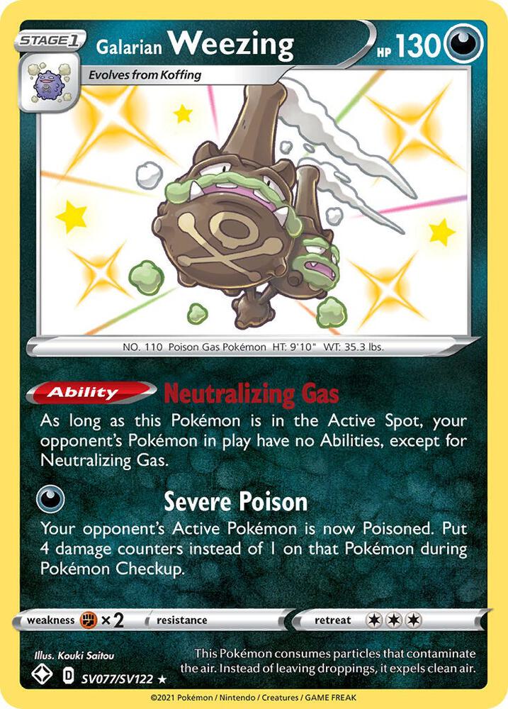 Pokemon Shining Fates Galarian Weezing SV077/SV122 Shiny Holo Rare Card - stylecreep.com