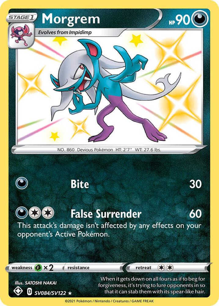Pokemon Shining Fates Morgrem SV084/SV122 Shiny Holo Rare Card - stylecreep.com