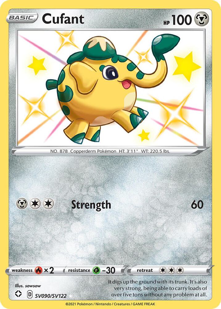 Pokemon Shining Fates Cufant SV090/SV122 Shiny Holo Rare Card - stylecreep.com