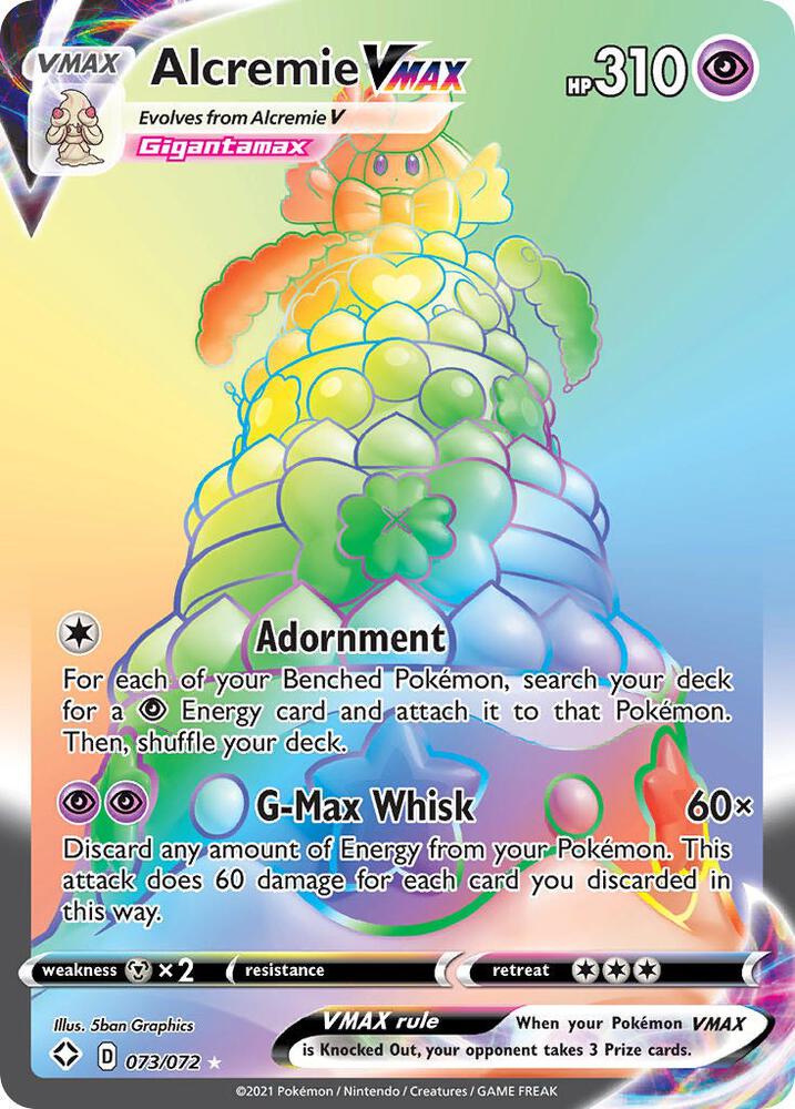 Pokemon Shining Fates Alcremie VMAX 073/072 Secret Rare Holo Holofoil Card - stylecreep.com