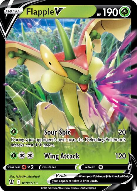 Pokemon Battle Styles Flapple V 018/163 Ultra Rare Holo Card - stylecreep.com