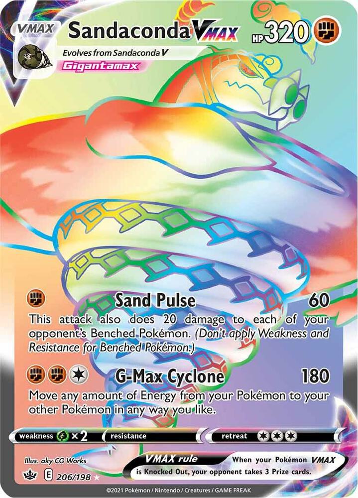 Pokemon Chilling Reign Sandaconda VMAX 206/198 Secret Rare Holofoil Card - stylecreep.com
