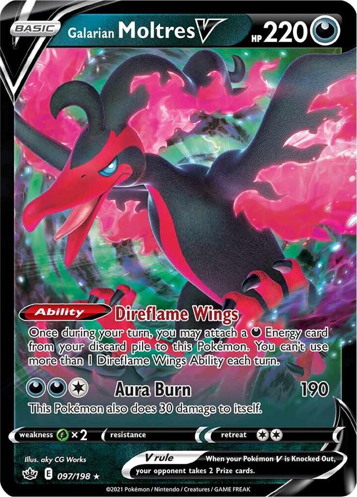 Pokemon Chilling Reign Galarian Moltres V 097/198 Ultra Rare Holo Card - stylecreep.com
