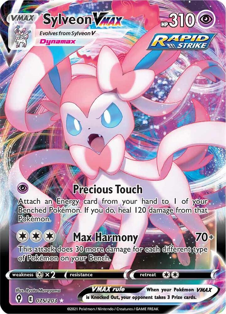 Pokemon Evolving Skies Sylveon VMAX 075/203 Ultra Rare Holo Card
