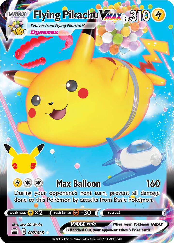 Pokemon Celebrations Flying Pikachu VMAX 007/025 Ultra Rare Holo Card - stylecreep.com
