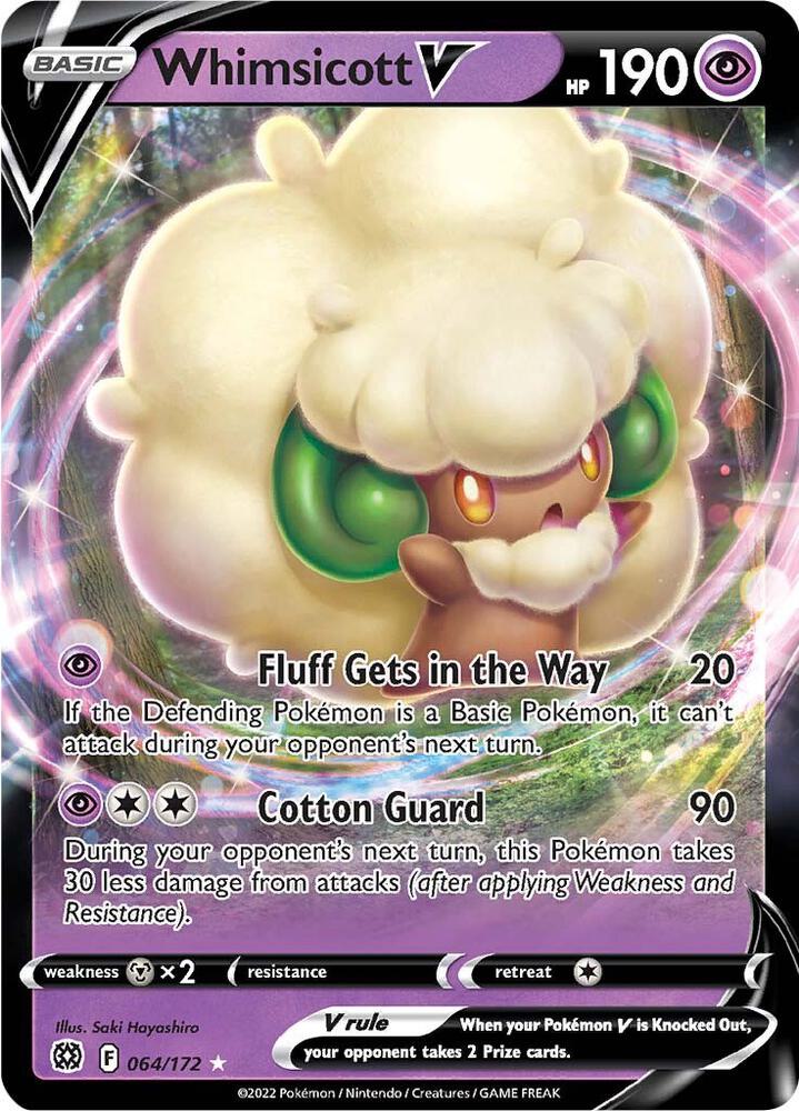 Pokemon Brilliant Stars Whimsicott V 064/172 Ultra Rare Holo Card - stylecreep.com