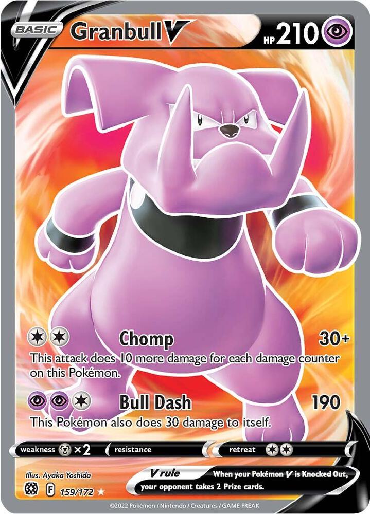 Pokemon Brilliant Stars Granbull V 159/172 Ultra Rare Holofoil Card - stylecreep.com