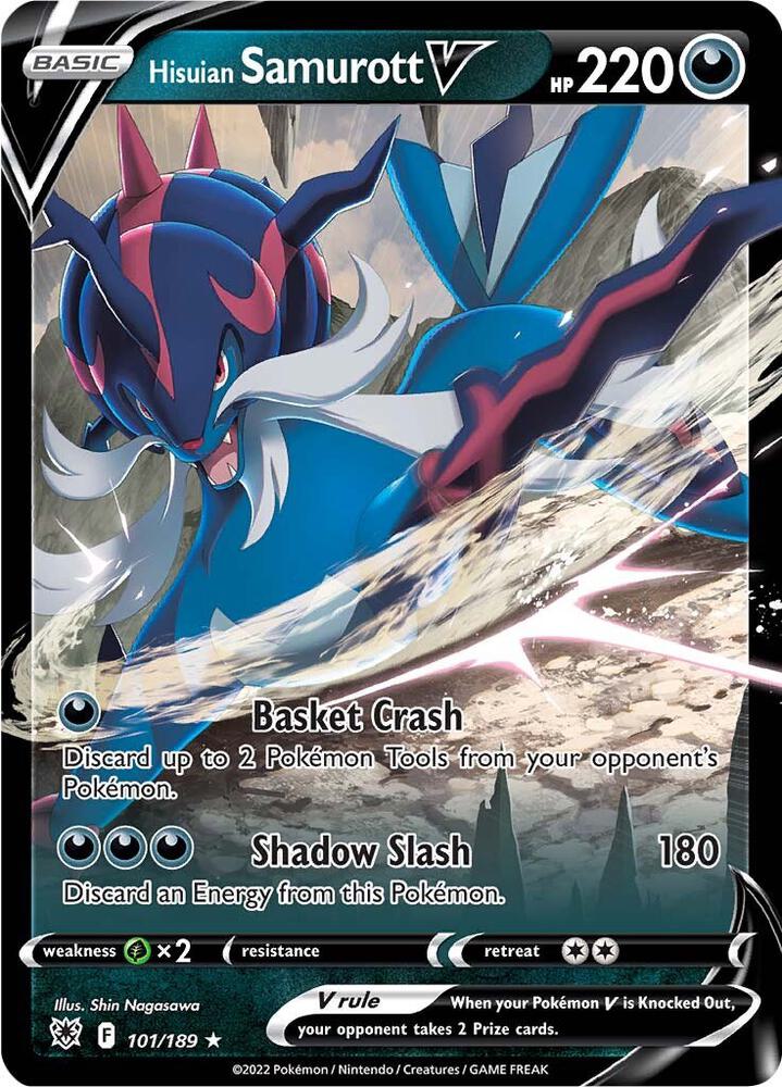 Pokemon Astral Radiance Hisuian Samurott V 101/189 Ultra Rare Holo Card - stylecreep.com
