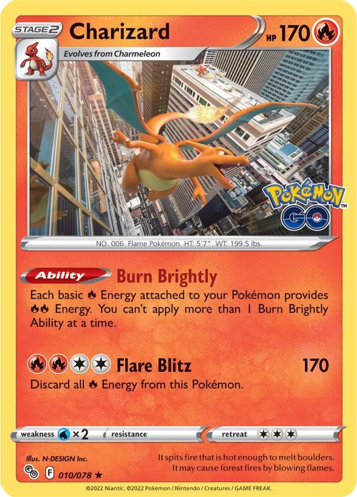 Pokemon Go Charizard 010/078 Rare Holo Card - stylecreep.com