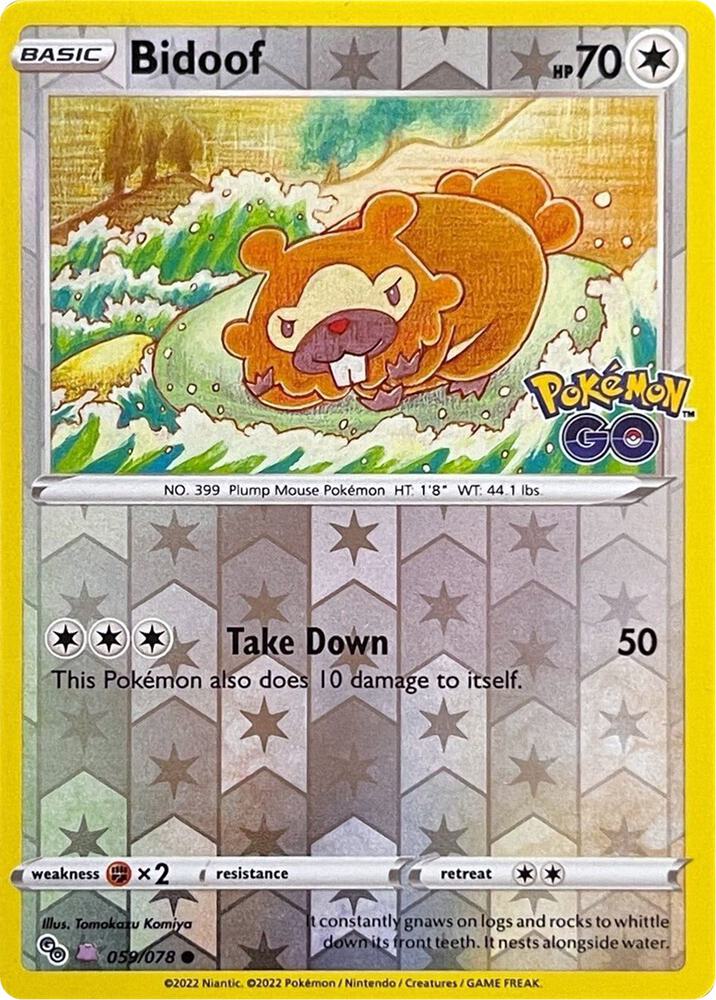 Pokemon Pokemon Go Bidoof (Peelable Ditto) 059/078 Rare Holo Card - stylecreep.com