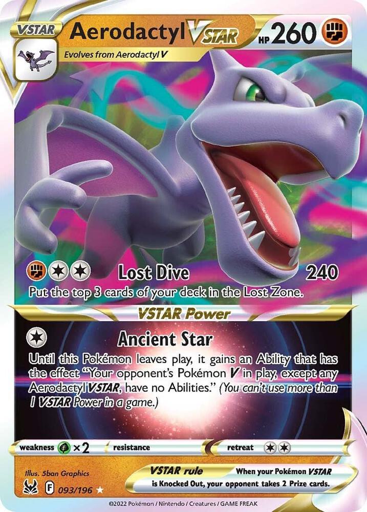 Pokemon Lost Origin Aerodactyl VSTAR 093/196 Ultra Rare Holo Card - stylecreep.com