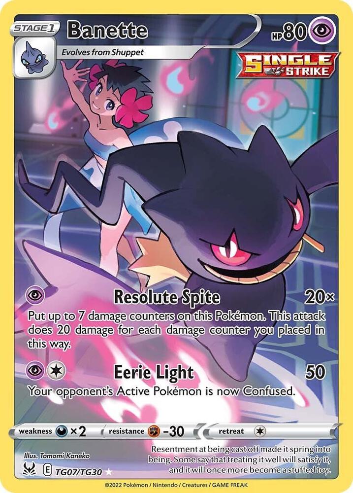 Pokemon Lost Origin Banette TG07/TG30 Ultra Rare Holofoil Card