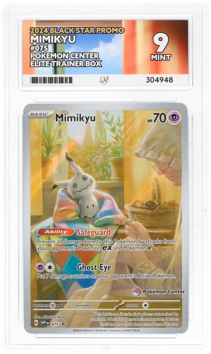Pokemon Graded Card - Mimikyu 075 Pokemon Center Promo - Ace Mint 9 (304948)