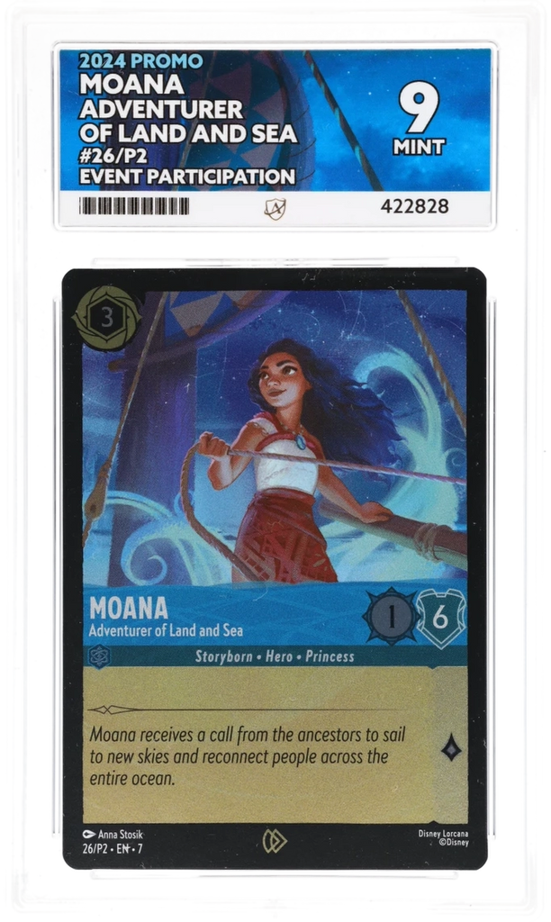 Lorcana Graded Card - Moana Event Promo 26/P2 - Ace Mint 9 (422828) stylecreep.com Lorcana Graded Card - Moana Event Promo 26/P2 - Ace Mint 9 (422828) stylecreep.com