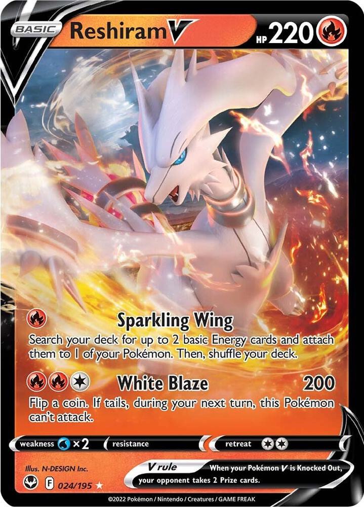 Pokemon Silver Tempest Reshiram V 024/195 Ultra Rare Holo Card - stylecreep.com