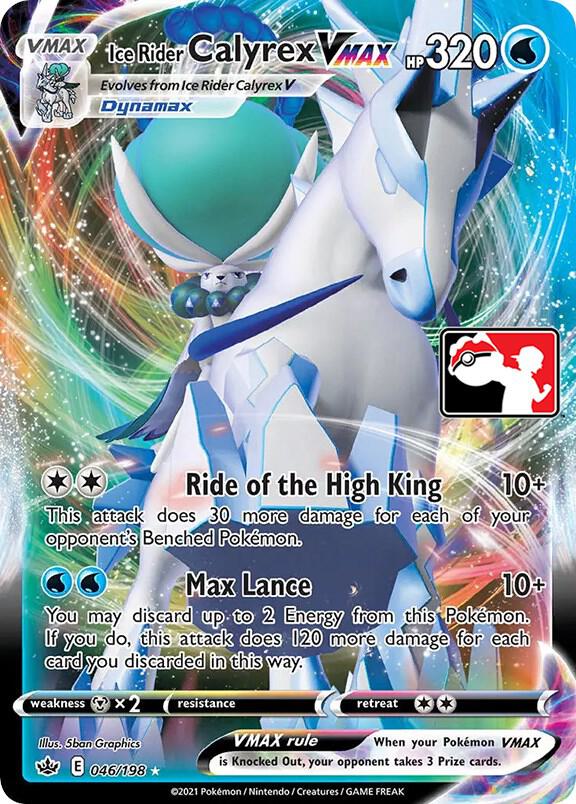 Pokemon Prize Pack Series Ice Rider Calyrex VMAX 046/198 Ultra Rare Holofoil Card