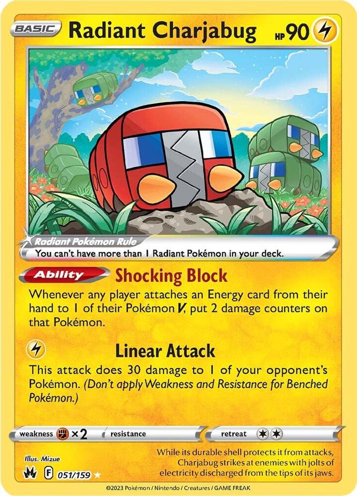 Pokemon Crown Zenith Radiant Charjabug 051/159 Radiant Rare Holo Card - stylecreep.com