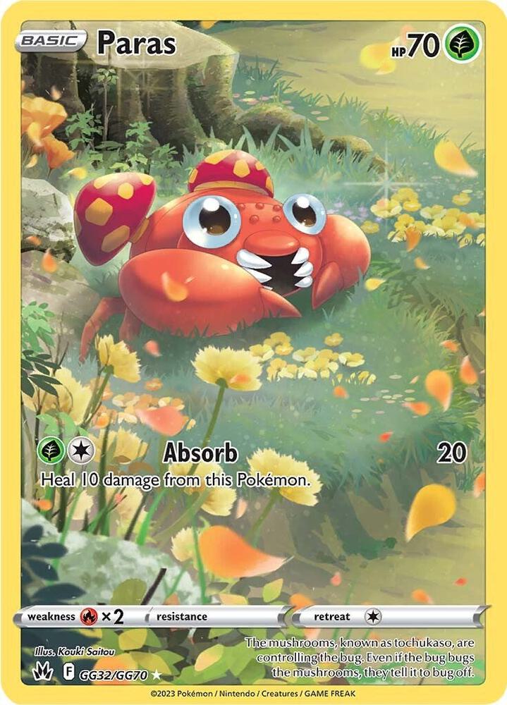 Pokemon Crown Zenith Paras GG32/GG70 Holo Rare Holofoil Card