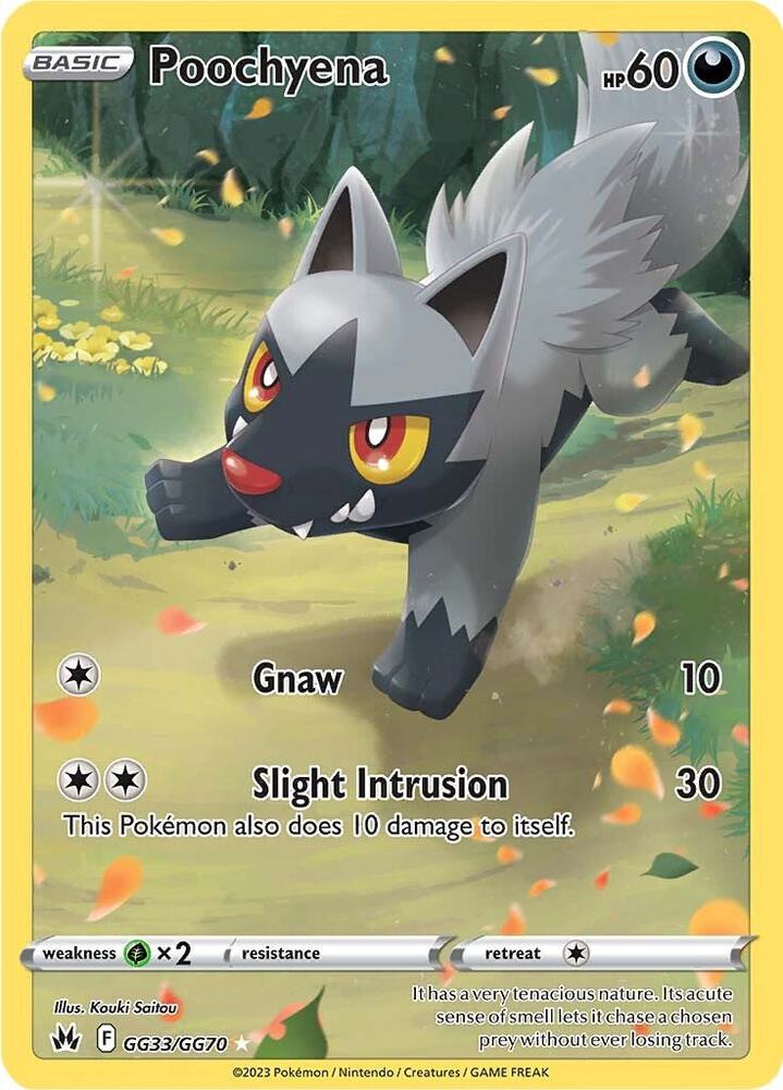 Pokemon Crown Zenith Poochyena GG33/GG70 Holo Rare Holofoil Card
