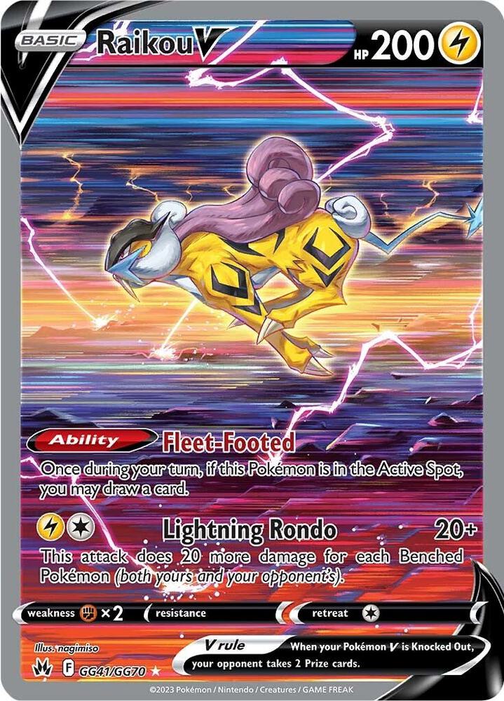 Pokemon Crown Zenith Raikou V GG41/GG70 Ultra Rare Holo Card - stylecreep.com