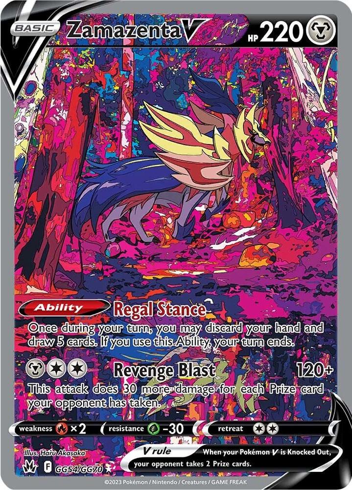 Pokemon Crown Zenith Zamazenta V GG54/GG70 Ultra Rare Holofoil Card