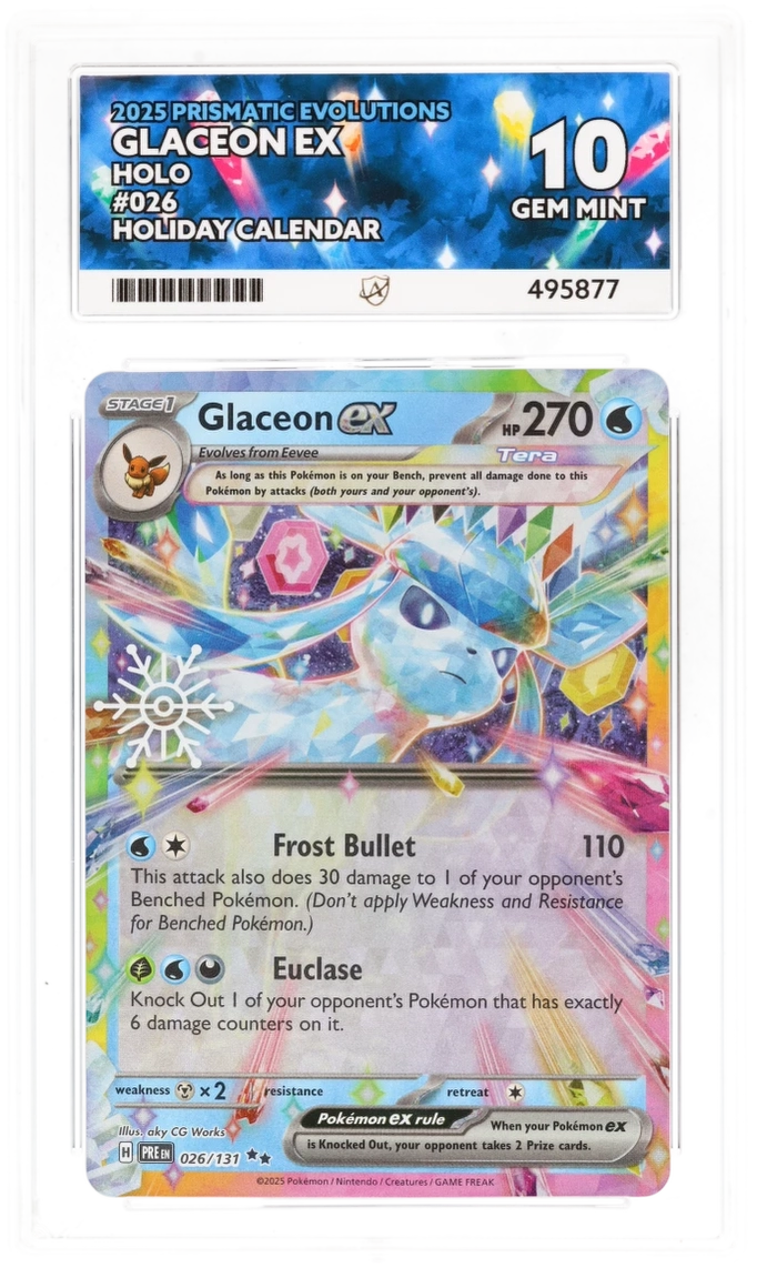 Pokemon Graded Card - Glaceon ex 026/131 - Holiday Calander 25 - Ace Gem Mint 10 (495877)