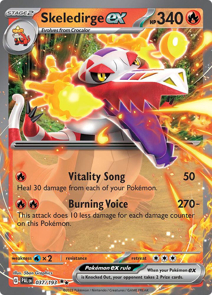 Pokemon Paldea Evolved Skeledirge ex 037/193 Double Rare Holo Card - stylecreep.com