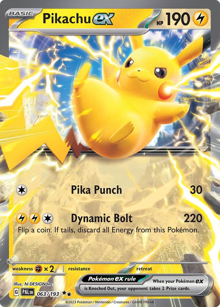 Pokemon Paldea Evolved Pikachu ex 063/193 Double Rare Holo Card - stylecreep.com