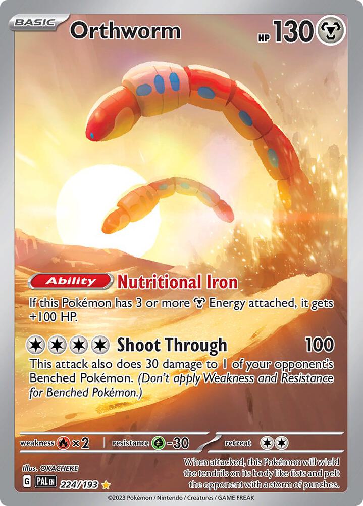 Pokemon Paldea Evolved Orthworm 224/193 Illustration Rare Holofoil Card - stylecreep.com