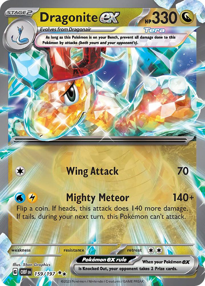 Pokemon Obsidian Flames Dragonite ex 159/197 Double Rare Holo Card - stylecreep.com