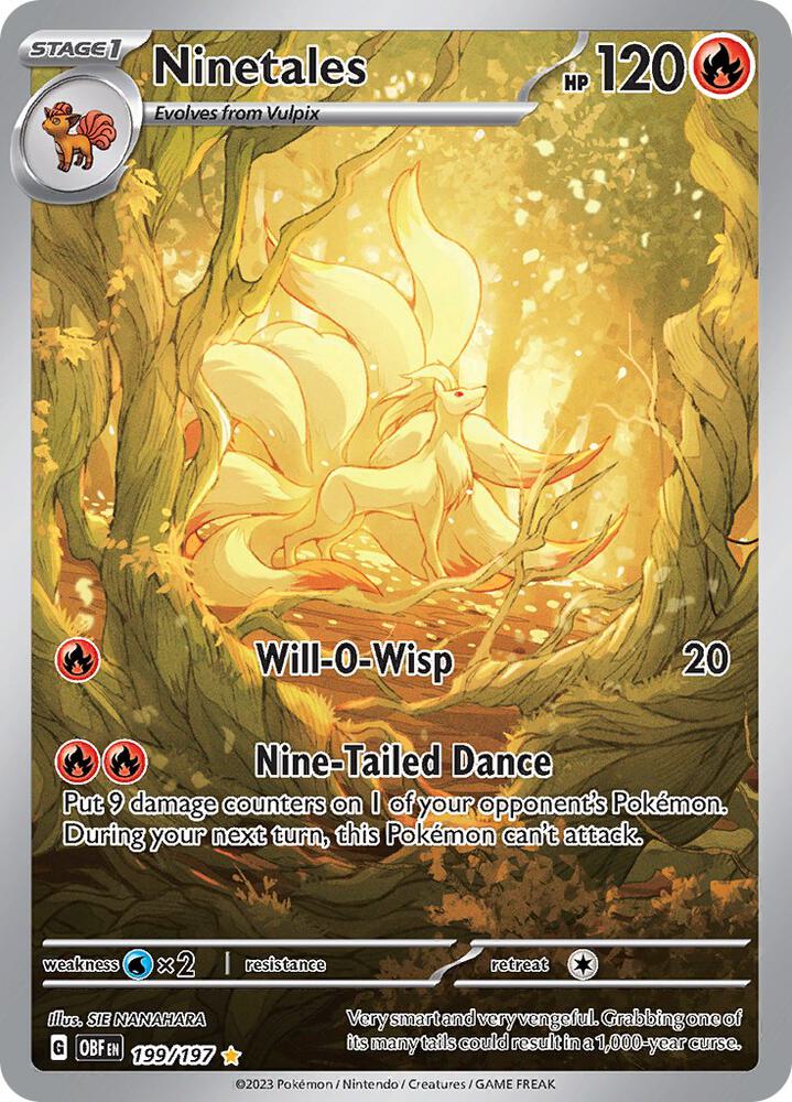 Pokemon Obsidian Flames Ninetales 199/197 Illustration Rare Holofoil Card
