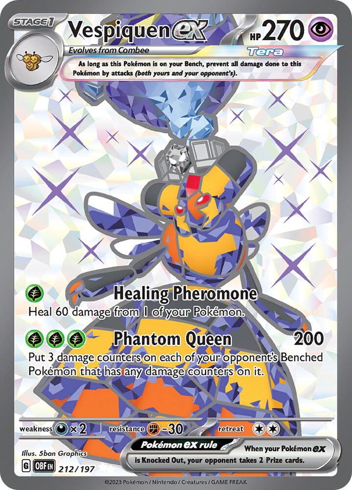 Pokemon Obsidian Flames Vespiquen ex 212/197 Ultra Rare Holo Card - stylecreep.com