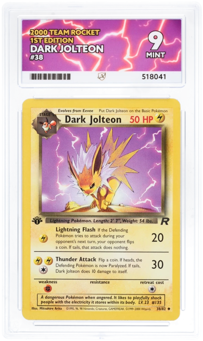 Pokemon Graded Card - Dark Jolteon 38/82 1st EDT - Ace Mint 9 (518041)