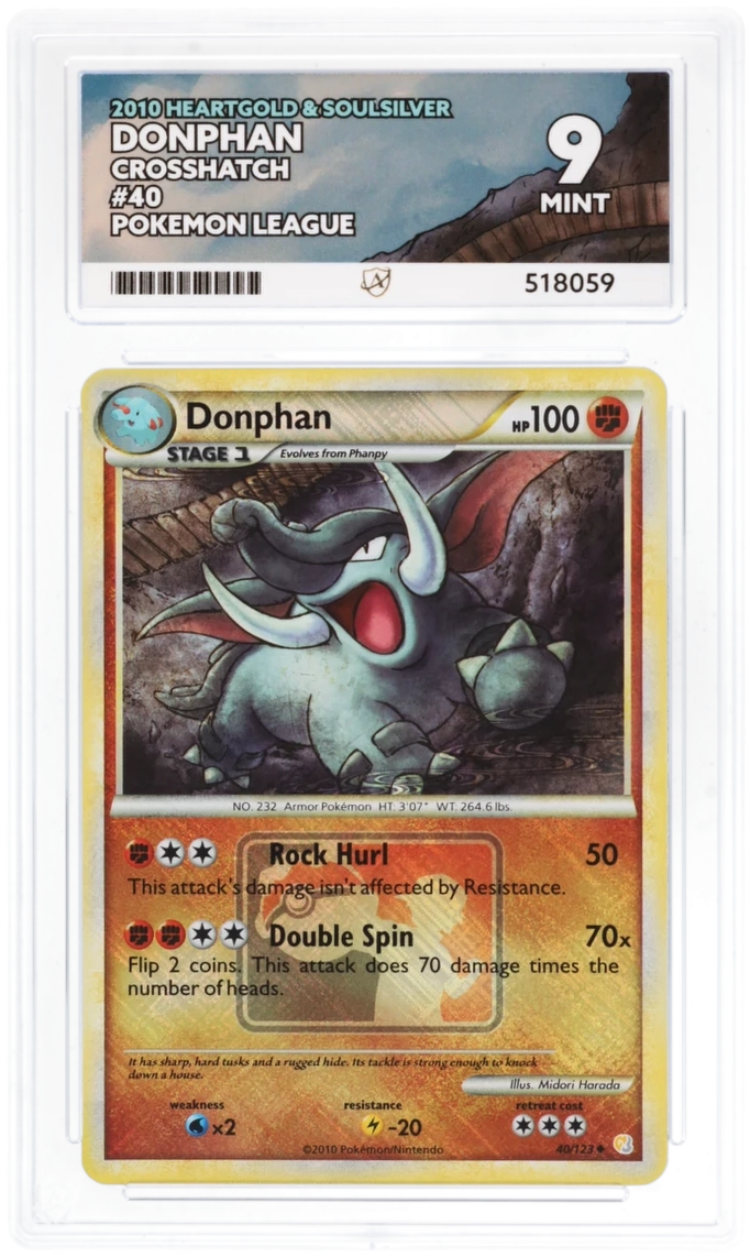 Pokemon Graded Card - Donphan 40/123 Crosshatch Pokemon League - Ace Mint 9 (518059)