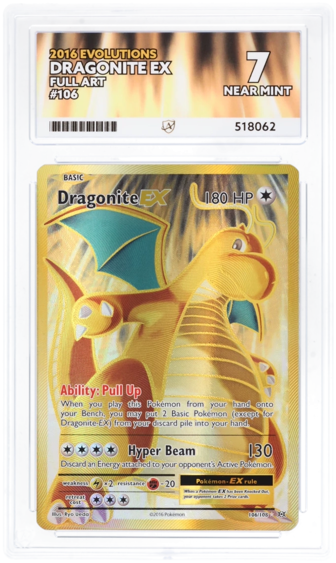 Pokemon Graded Card - Dragonite EX 106/108 - Ace Near Mint 7 (518062)