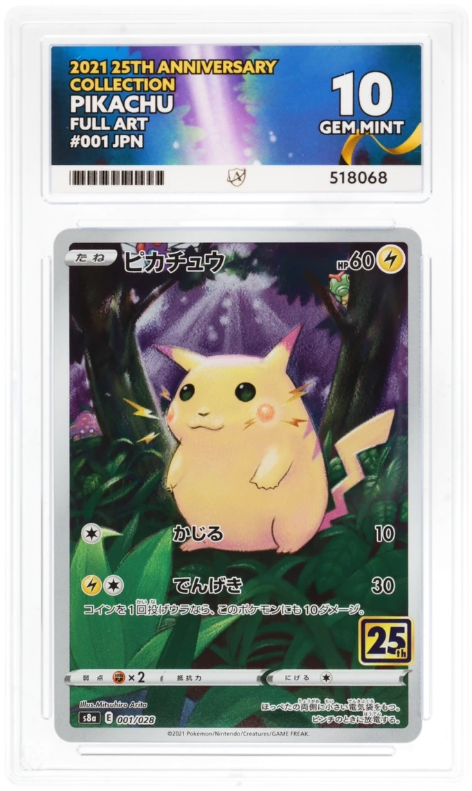 Pokemon Graded Card - Pikachu 001/028 25th - Japanese - Ace Gem Mint 10 (518068)