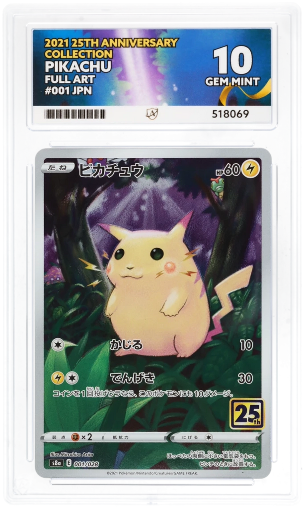 Pokemon Graded Card - Pikachu 001/028 25th - Japanese - Ace Gem