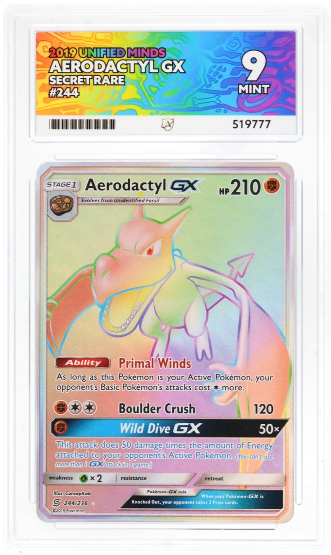 Pokemon Graded Card - Aerodactyl GX 244/236 - Ace Mint 9 (519777)