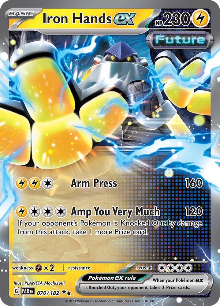 Pokemon Paradox Rift Iron Hands ex 070/182 Double Rare Holo Card - stylecreep.com