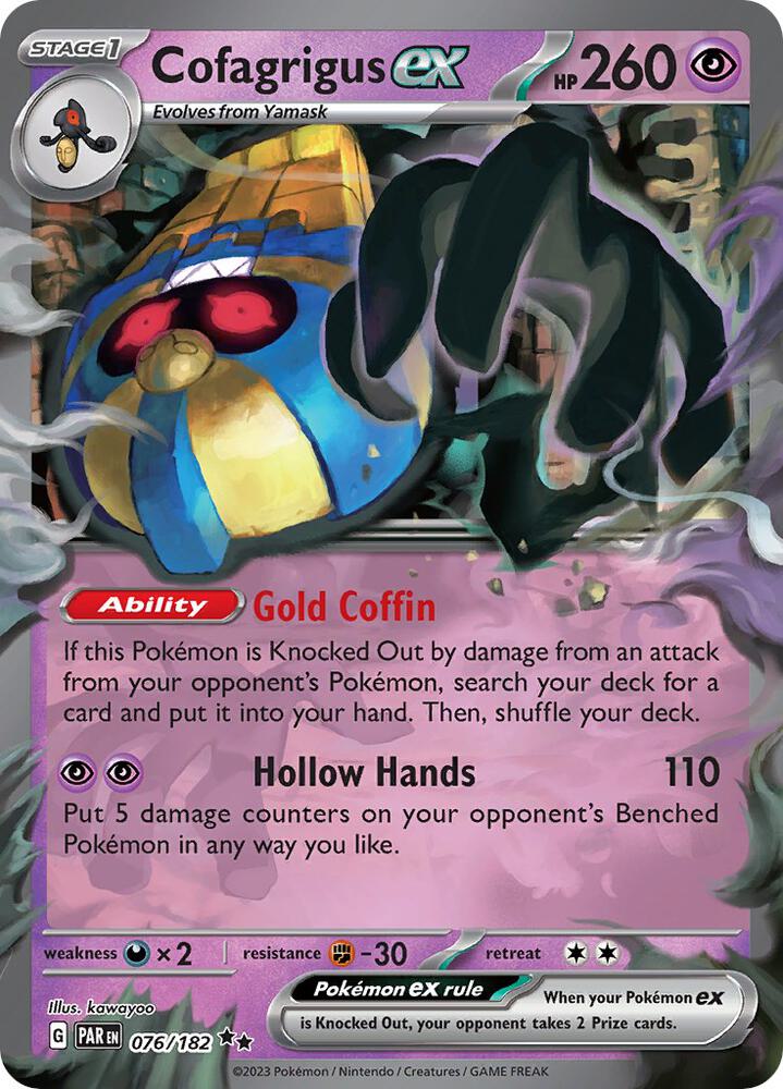 Pokemon Paradox Rift Cofagrigus ex 076/182 Double Rare Holo Card - stylecreep.com