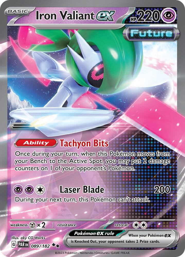 Pokemon Paradox Rift Iron Valiant ex 089/182 Double Rare Holo Card - stylecreep.com