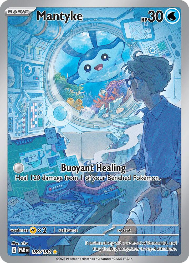 Pokemon Paradox Rift Mantyke 189/182 Illustration Rare Holofoil Card