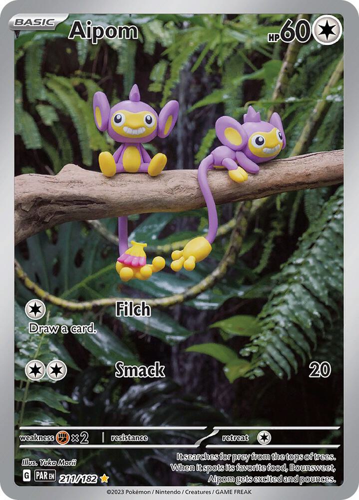Pokemon Paradox Rift Aipom 211/182 Illustration Rare Holofoil Card