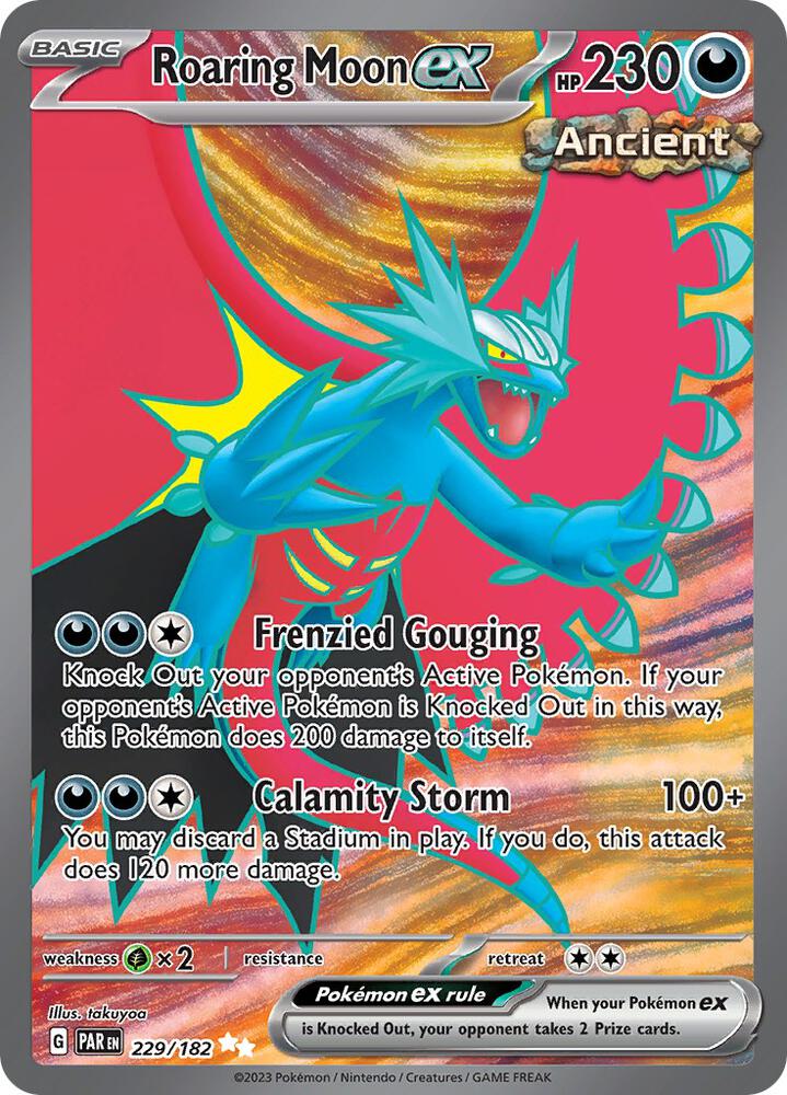 Pokemon Paradox Rift Roaring Moon ex 229/182 Ultra Rare Holo Card - stylecreep.com
