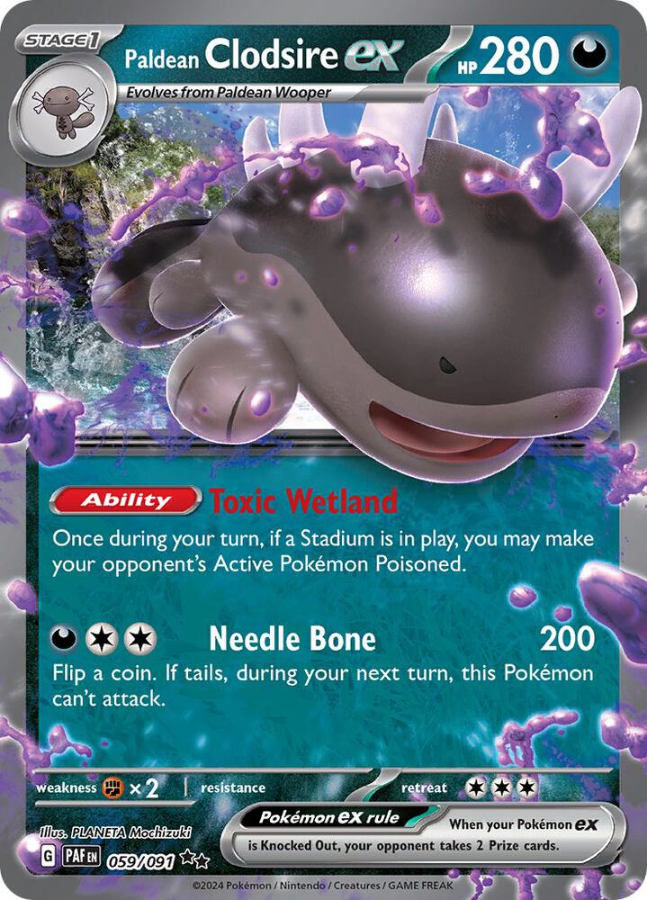 Pokemon Paldean Fates Paldean Clodsire ex 059/091 Double Rare Holo Card - stylecreep.com